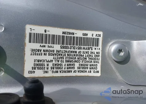 2003 Honda Element Ex из США, поврежденный, VIN 5J6YH18513L010065